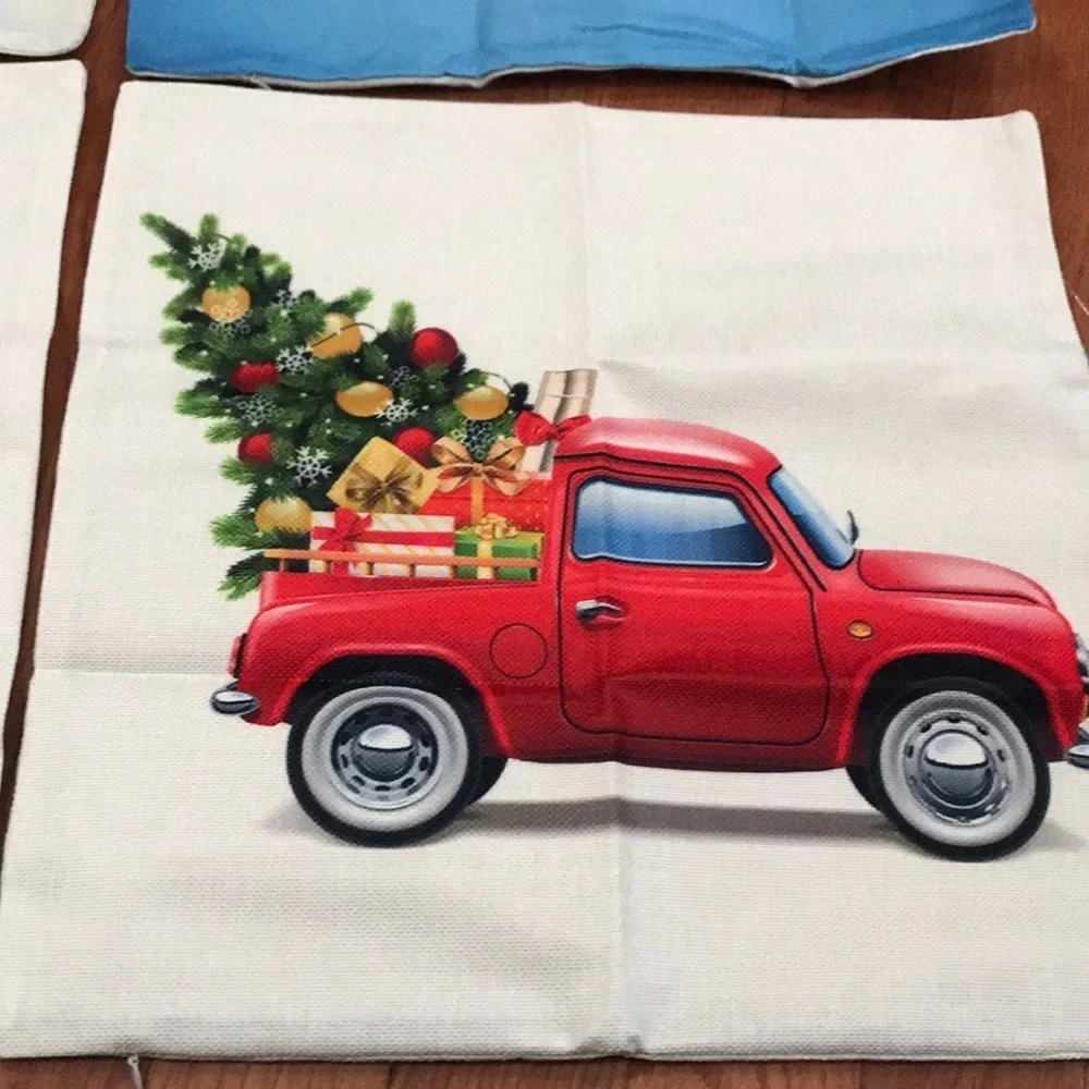 New Set/4 Christmas truck pillow covers